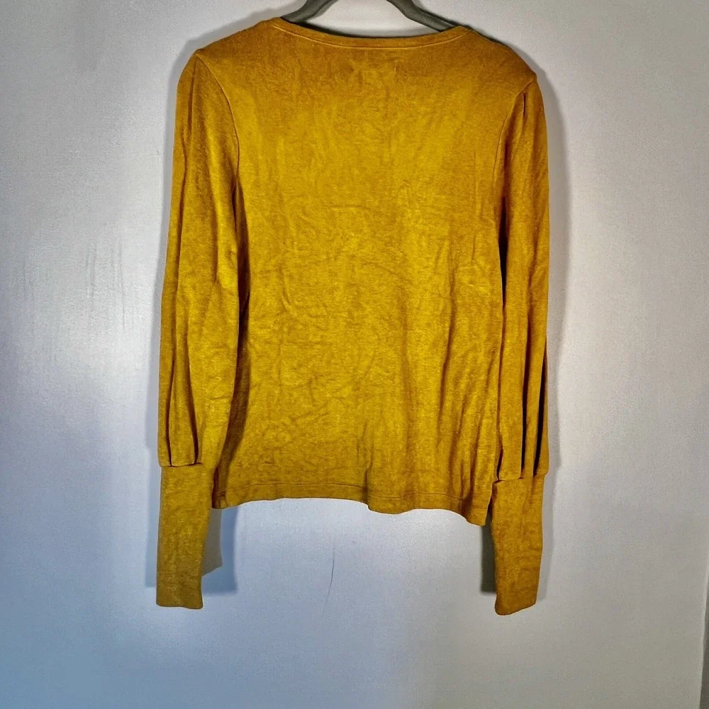 Madewell Mustard Yellow Puff Sleeve Scoop Neck Knit Top XS